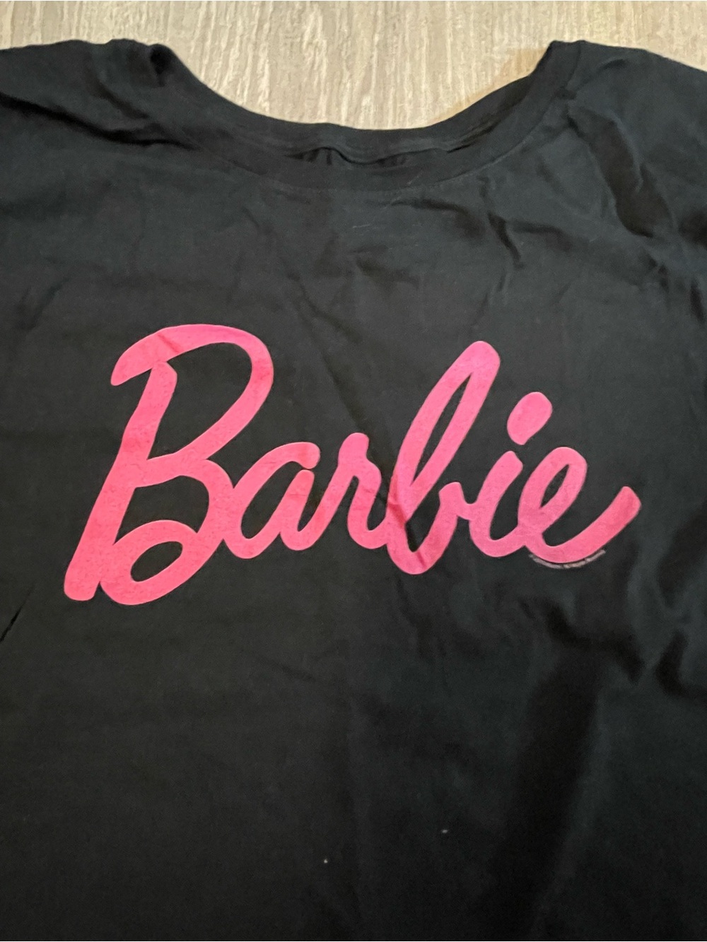 Black Barbie cotton t-shirt with pink 'Barbie' logo, size XL - Picture 2 of 5